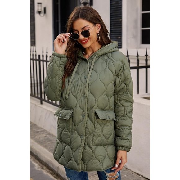 Risissida Women Quilted Jacket Hooded Winter Fashion Lightweight Puffer Coat - Picture 4 of 6